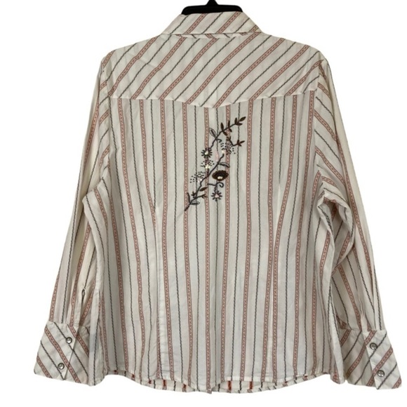 Mixit Vintage Y2K Pearl Snap Western Sequin Embroidered Button-Down Shirt 1X - Picture 10 of 16